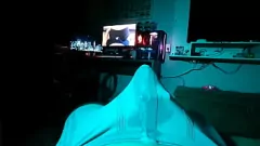 play Tres vibradores frotando mi polla abultada a través de ropa interior empapada
